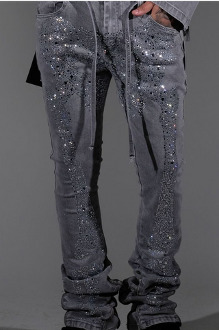 Vicious SKELETON RHINESTONE FLARE DENIM