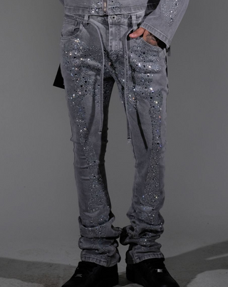 Vicious SKELETON RHINESTONE FLARE DENIM
