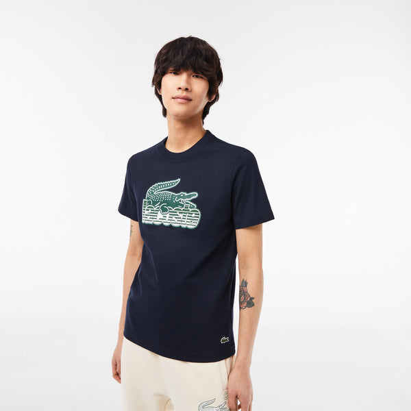 Lacoste Men’s Cotton Jersey Print T-Shirt (NAVY BLUE)