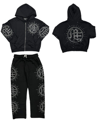 Mixed Emotion Eclipse’ Black Rhinestone Hoodie & Sweats