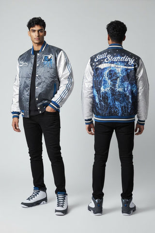 RETRO LABEL Still Standing SATIN JACKET (RETRO 9 Flint Grey)