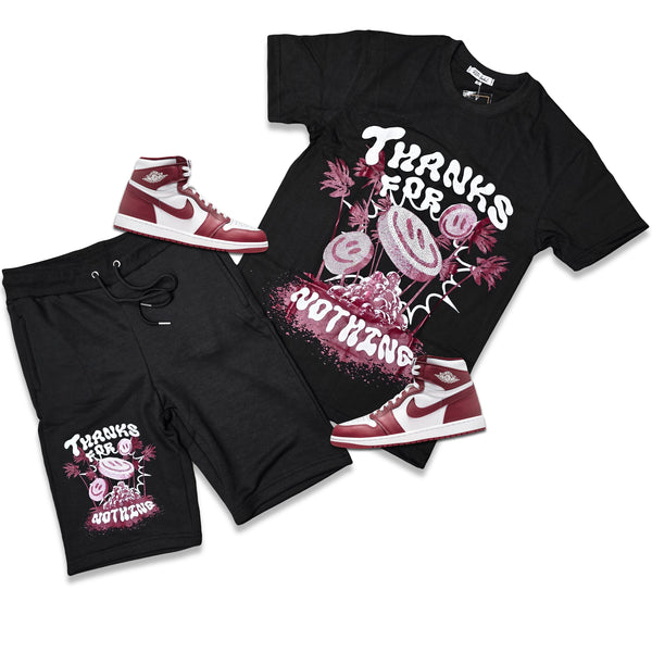 Retro Label THANKS FOR NOTHING Shorts and Shirt Set (Retro Air Jordan 1 Retro High OG Team Red)