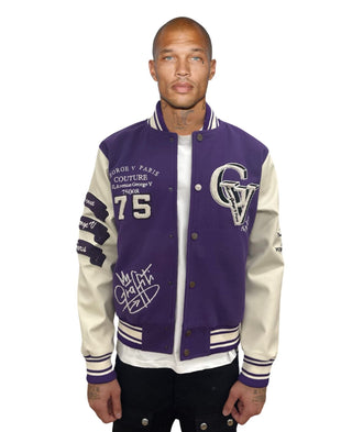 George V Paris Varsity Jacket (PURPLE/WHITE)