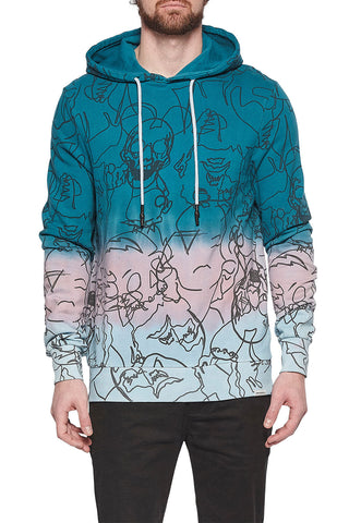 Eleven Paris Knit Ombre Aop Hooded Sweatshirt (LARKSPUR MULTI OMBRE AOP)