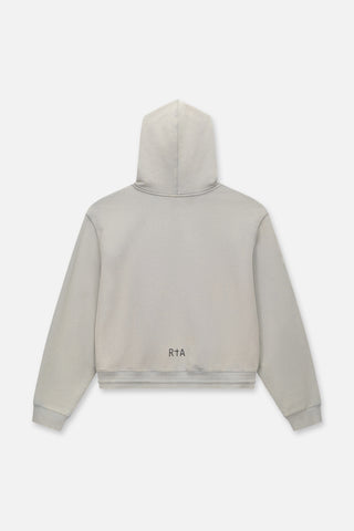 RTA Kam Cropped Oversized Hoodie | Dusted Grey Money Stamp