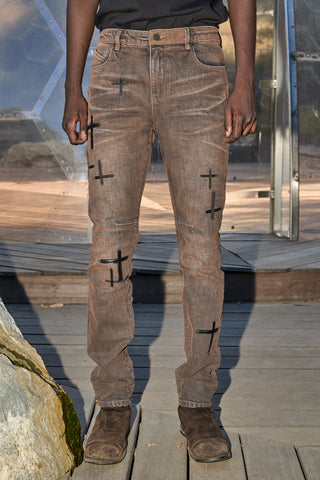 RTA Bryant Skinny Jean | Mocha Drift Cross Patch