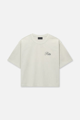 RTA Austin Cropped Oversized S/s Tee | Dusted Grey Nif Script