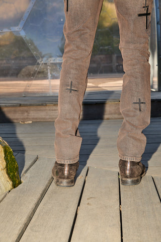 RTA Bryant Skinny Jean | Mocha Drift Cross Patch
