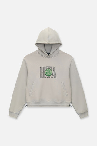 RTA Kam Cropped Oversized Hoodie | Dusted Grey Money Stamp