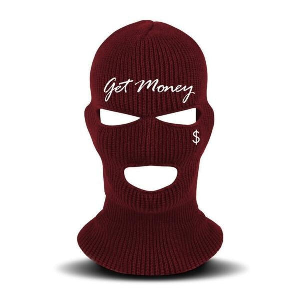 Hustle Daily Get Money Ski Mask (BURGUNDY)