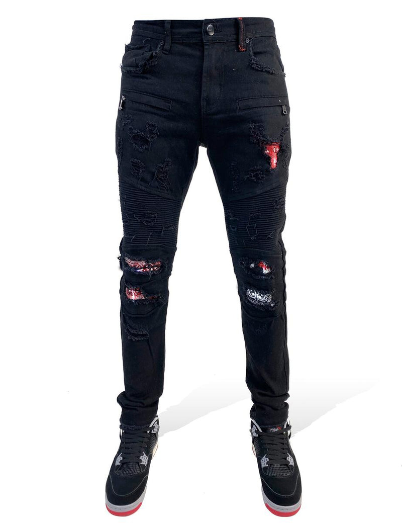 Preme Denim Bandana Jeans Multi (Black)