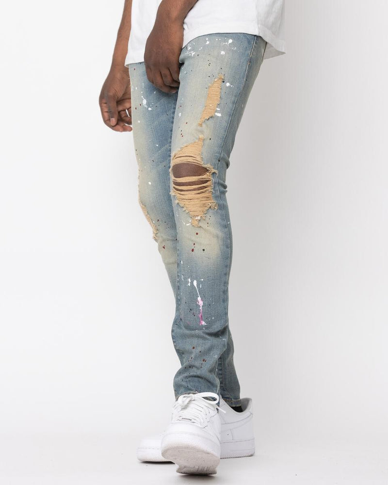 Golden Denim UNION - CAVOUR Paint Splatter Jeans (Medium Wash)