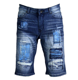 Focus Jeans SS'21 RIP & REPAIR PATCHES SHORTS (Med. Blue)