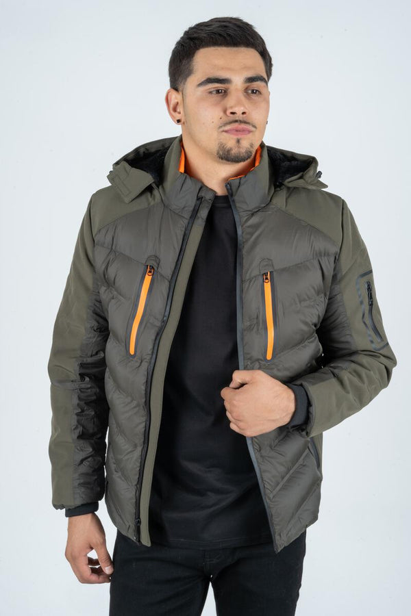Platini Jeans Mens Active Multi Fabric Padded Jacket (ARMY)