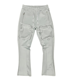 Motive Denim Stacked Track Pants w/ Cargo Pockets (Grey)
