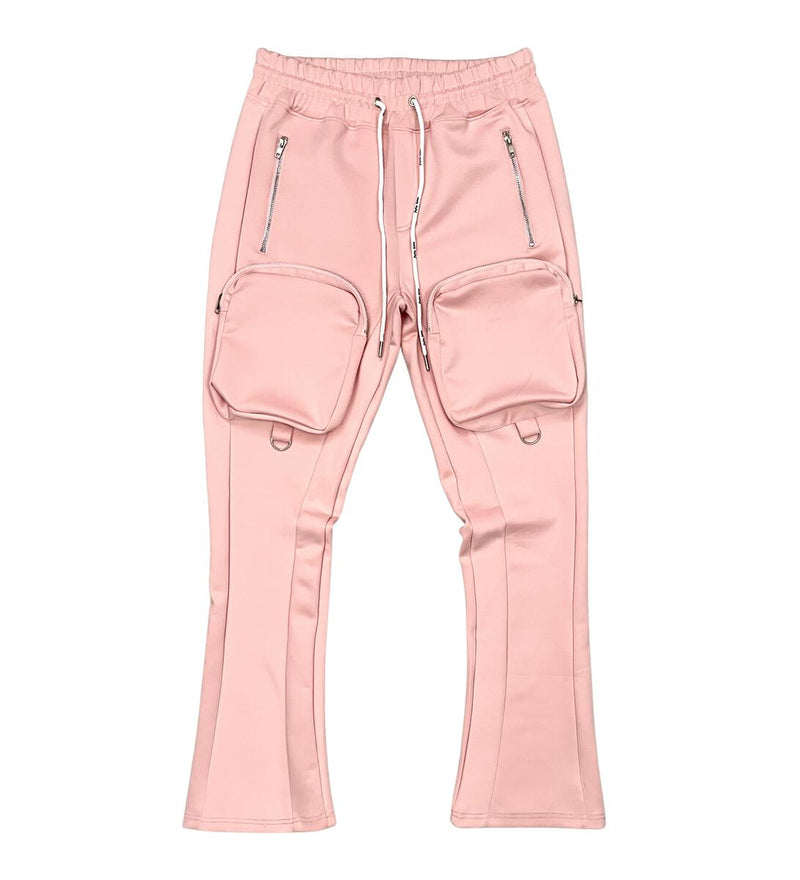 Motive Denim Stacked Track Pants w/ Cargo Pockets (Pink)