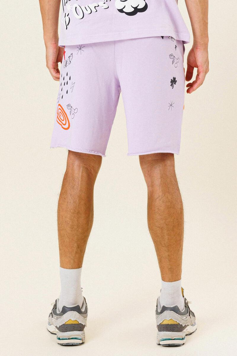 First Row Denim BRIGHT FUTURE F. TERRY SHORTS W/ CHENILLE PATCH (LAVENDER)