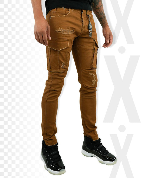 Smuggler's Moon KNIT CARGO jeans (Brown)