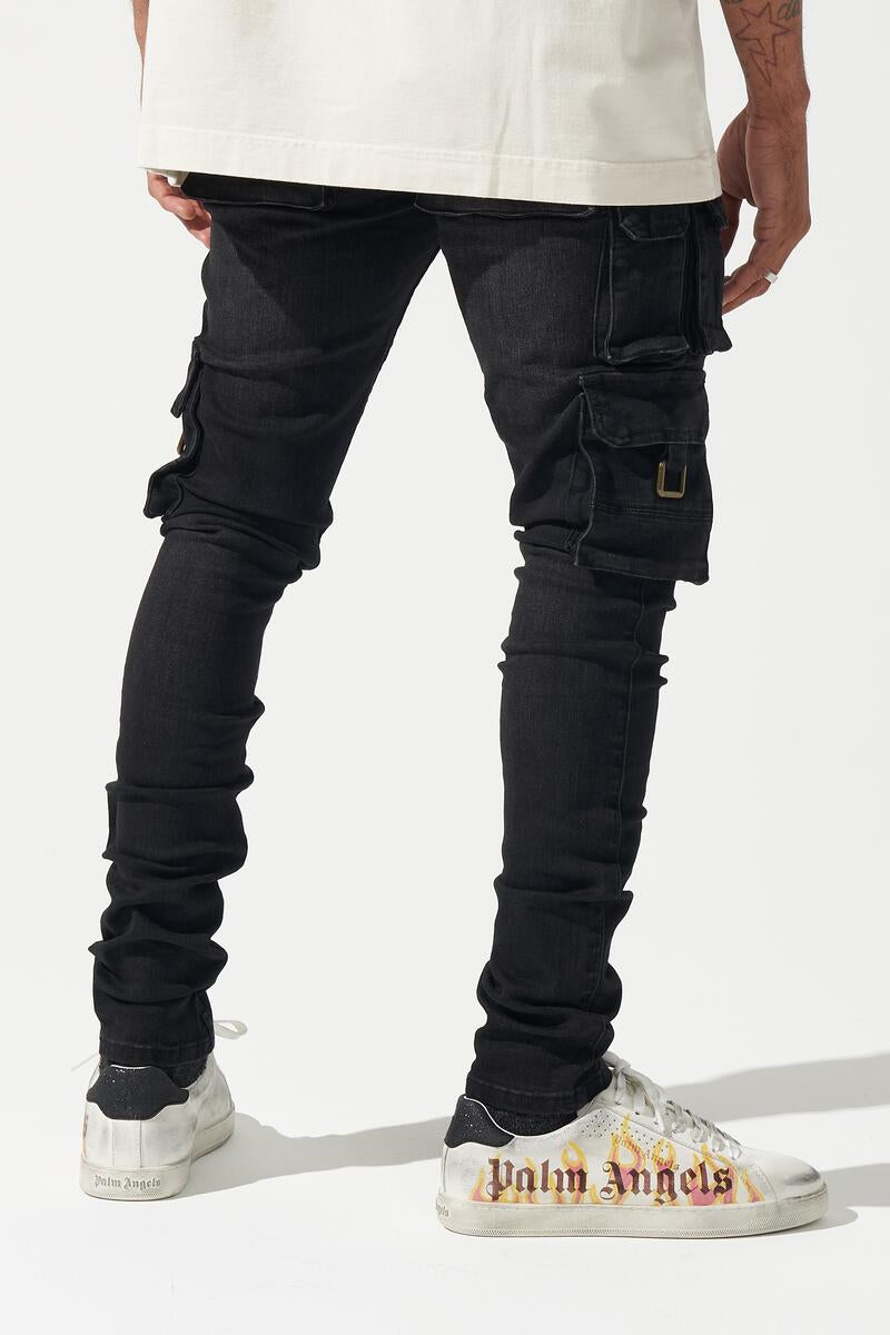 Serenede Panthera Cargo Jeans (Washed Black)