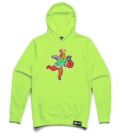 Hustle Daily Money Angel Chenille Patch Hoodie (Neon Green)