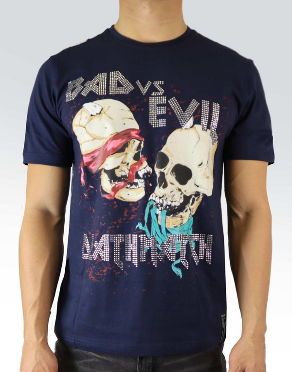 Preme Bad vs Evil Skull Shirt (Navy)