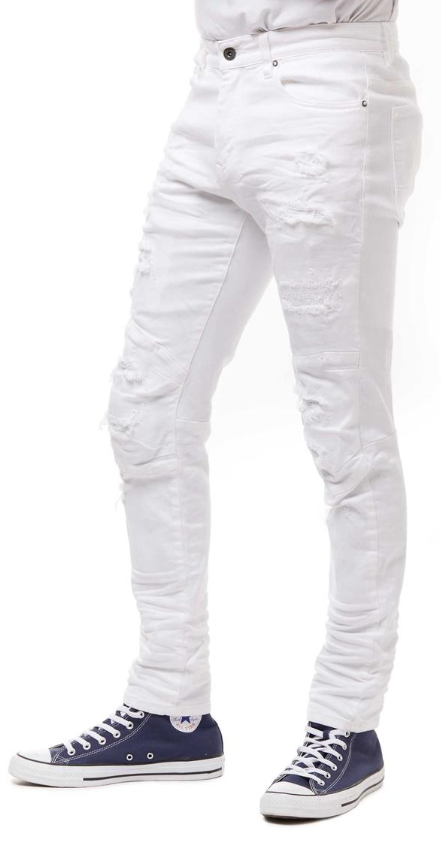 Smoke Rise Fashion Jeans Rip & Repair (White)