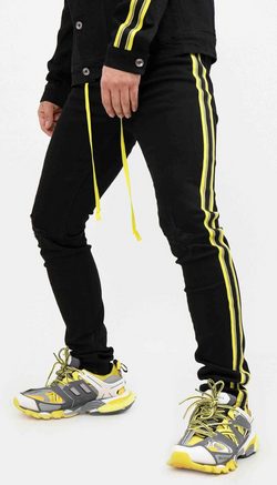 Hudson Yellow Hype Taped Jeans (Black)