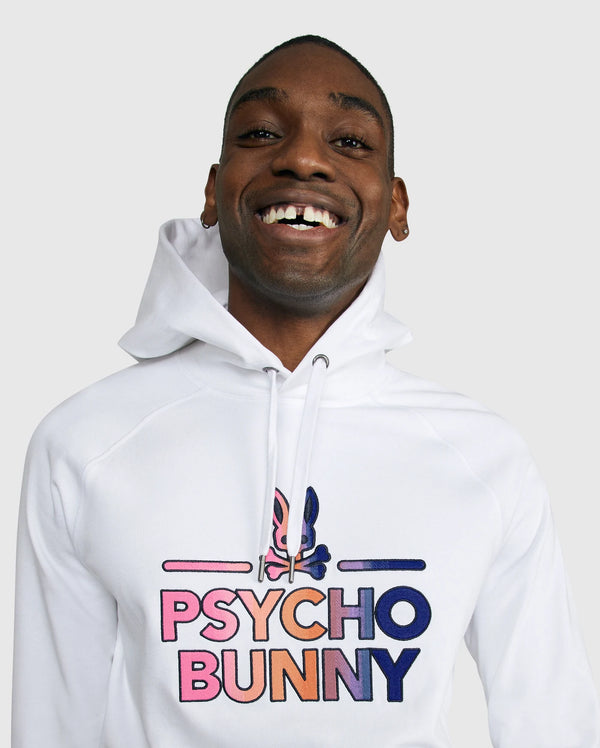 Psycho Bunny MENS DYLAN GRADIENT BUNNY HOODIE (White)
