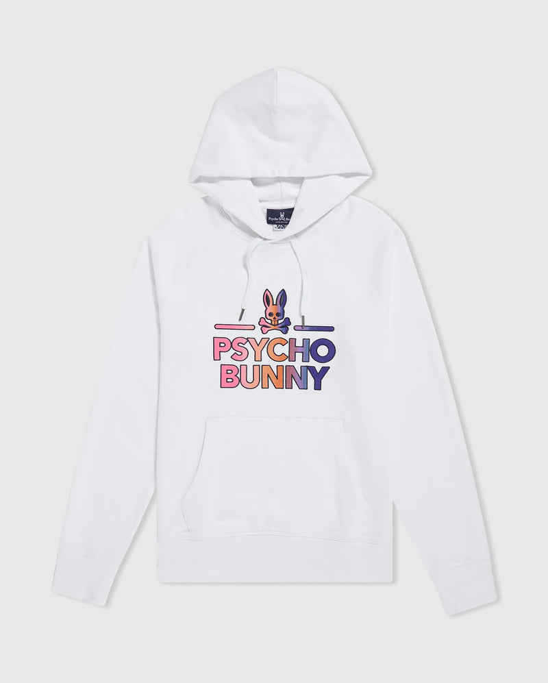 Psycho Bunny MENS DYLAN GRADIENT BUNNY HOODIE (White)