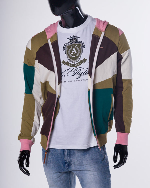 A Tiziano Barclay | Men's Color Blocked French Terry Hoodie (PALM)