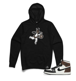 Hustle Daily Ski Mask Angel Chenille Patch Hoodie (Black/Brown)