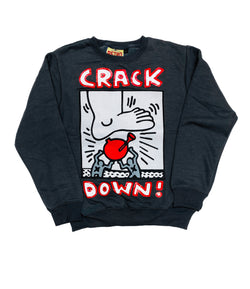 Retro Label Crack Down Crewneck (Retro 12 Grey)