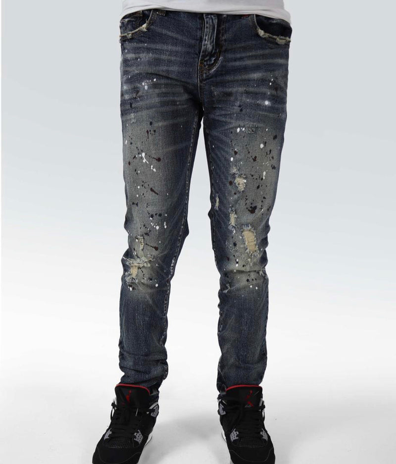 Preme Denim Osaka Indigo Jeans (Dark Wash B/W Paint Splatter)