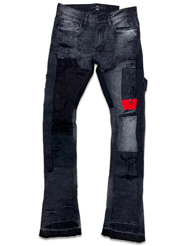 Jordan Craig Stacked Jeans (Black/Red)