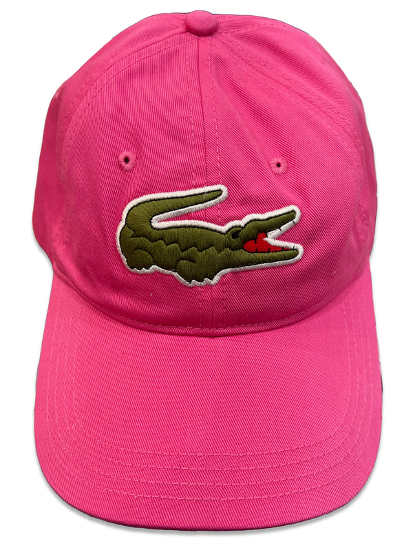 Lacoste Men's Contrast Strap And Oversized Crocodile Cotton Cap (Pink)