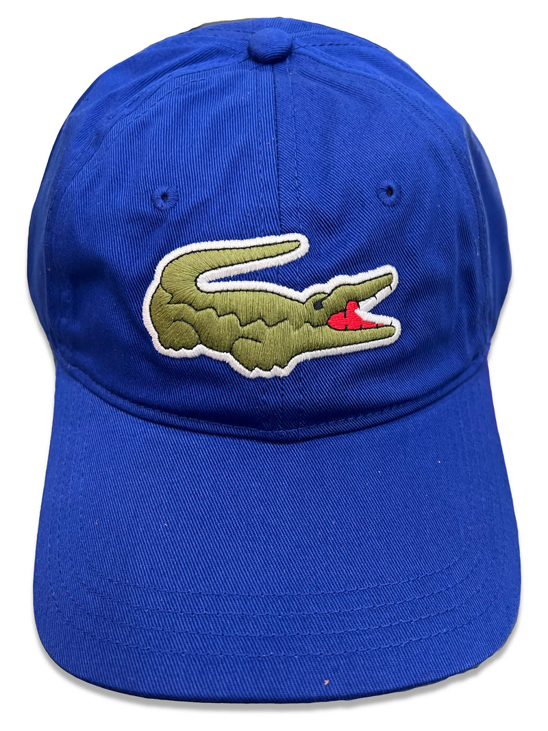 Lacoste Men's Contrast Strap And Oversized Crocodile Cotton Cap (Blue)