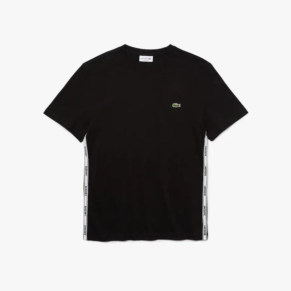 LACOSTE Men's Branded Bands Crew Neck Cotton T-Shirt (Black)