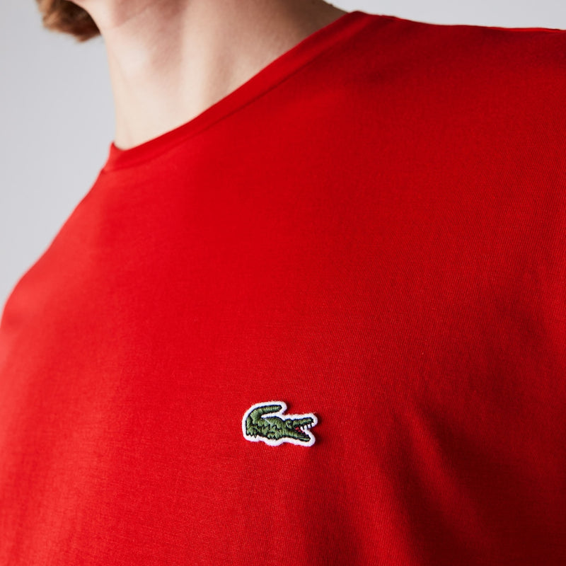 Lacoste Men's Crew Neck Pima Cotton Jersey T-shirt (RED)