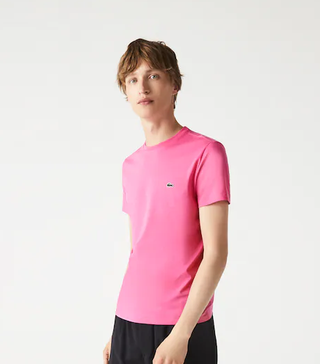 Lacoste Men's Crew Neck Pima Cotton Jersey T-shirt (Pink)