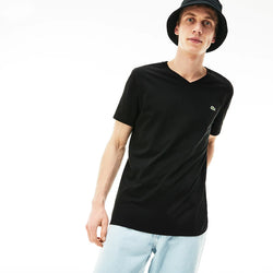 Lacoste Men's V-neck Pima Cotton Jersey T-shirt (Black)