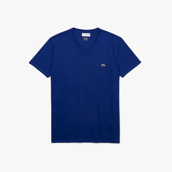 Lacoste Men's V-neck Pima Cotton Jersey T-shirt (Blue)