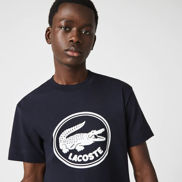 Lacoste Men's Crew Neck 3D Printed logo Cotton T-shirt (NAVY BLUE)