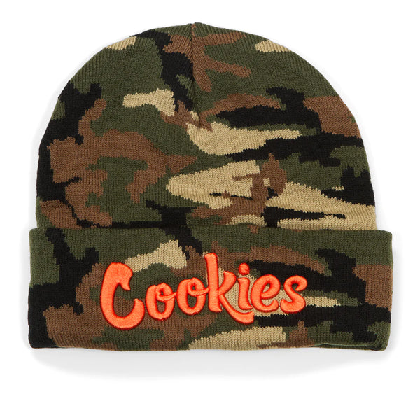 Cookies ORIGINAL MINT EMBROIDERED KNIT BEANIE (FOREST CAMO / ORANGE)