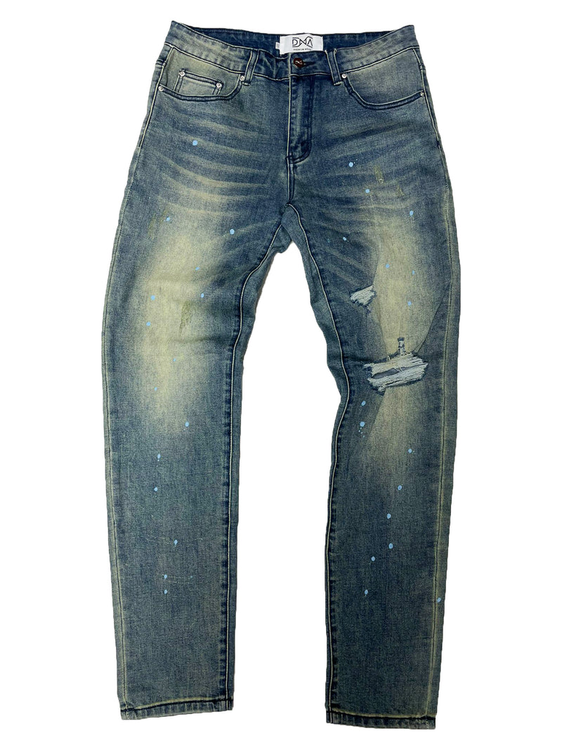DNA Rips Denim Jeans (Lt Blue Paint Splatter)