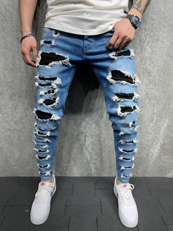 2Y Premium Rips Patches Jean (Mid. Blue)
