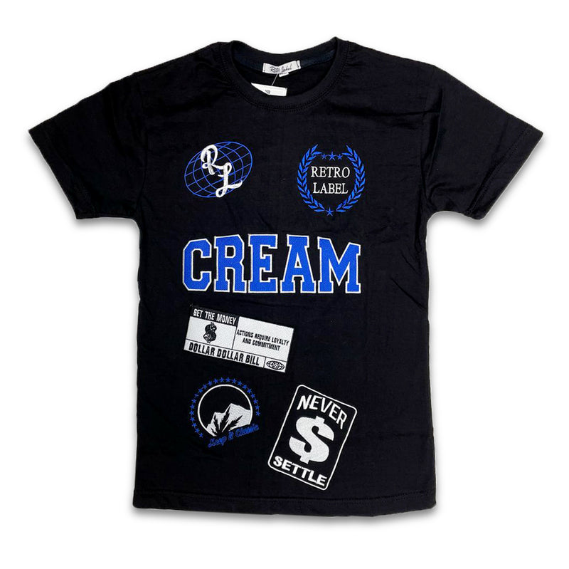 Retro Label Cream Shirt (Retro 1 KO Storm Blue)