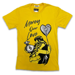 Retro Label Money Over Love Shirt (Retro 4 YELLOW THUNDER)