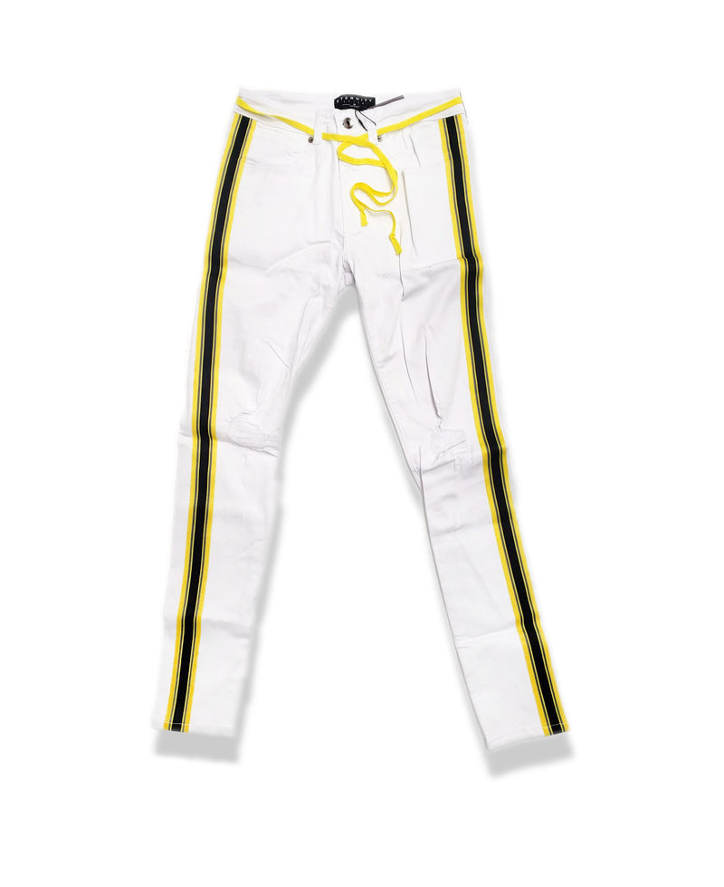Hudson Black/Yellow Hype Taped Jeans (White)