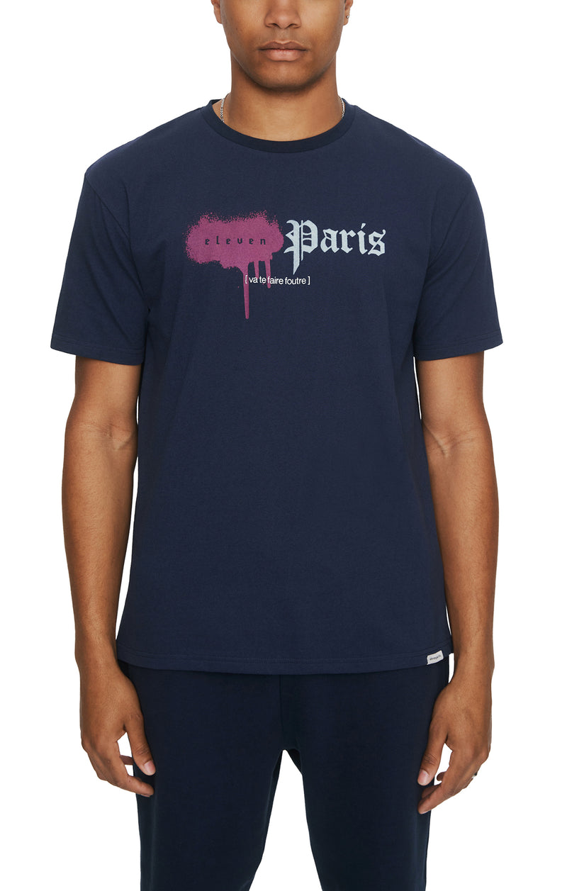Eleven Paris Knit Short Sleeve Crewneck T-Shirt (DRESS NAVY)