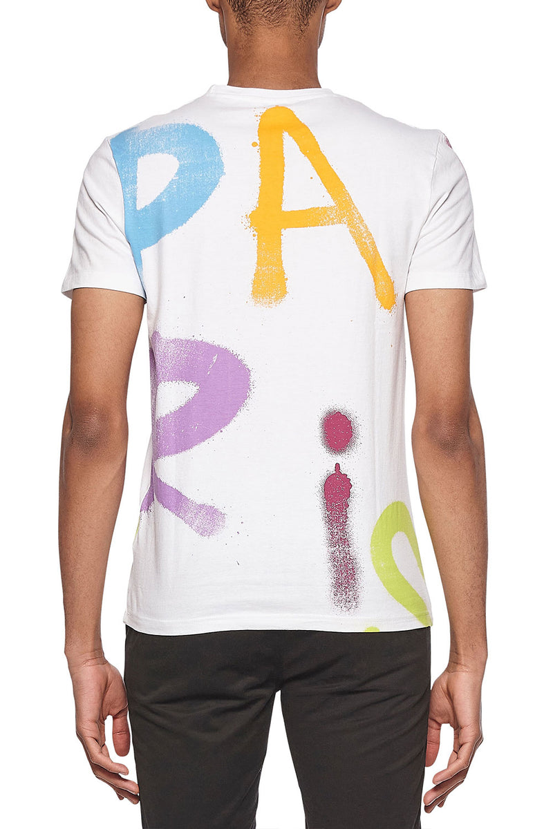 Eleven Paris Knit Graffitti Aop Short Sleeve Crewneck T-Shirt (WHITE GRAFFITTI AOP)